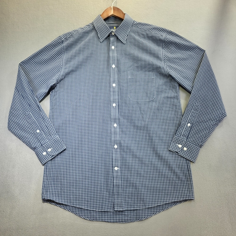 Stafford Performance Super Shirt Mens Blue Long Sleeve Dress Shirt Size 16-34/35